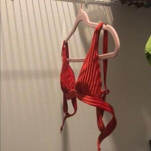 Velvet Festival Red Striped Bikini Top